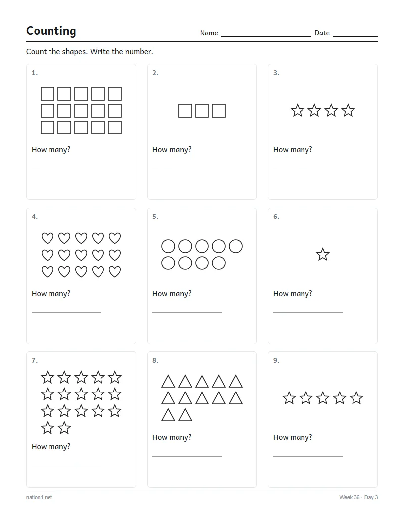 Kindergarten Math Year Pack, sample page 4